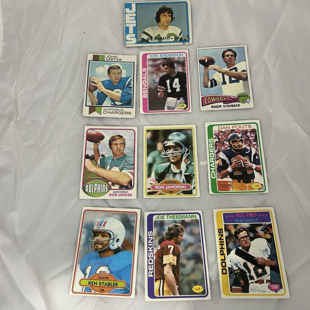 Vintage Football NFL Cards Collection Lot of 10 Quarterbacks HOF & Stars